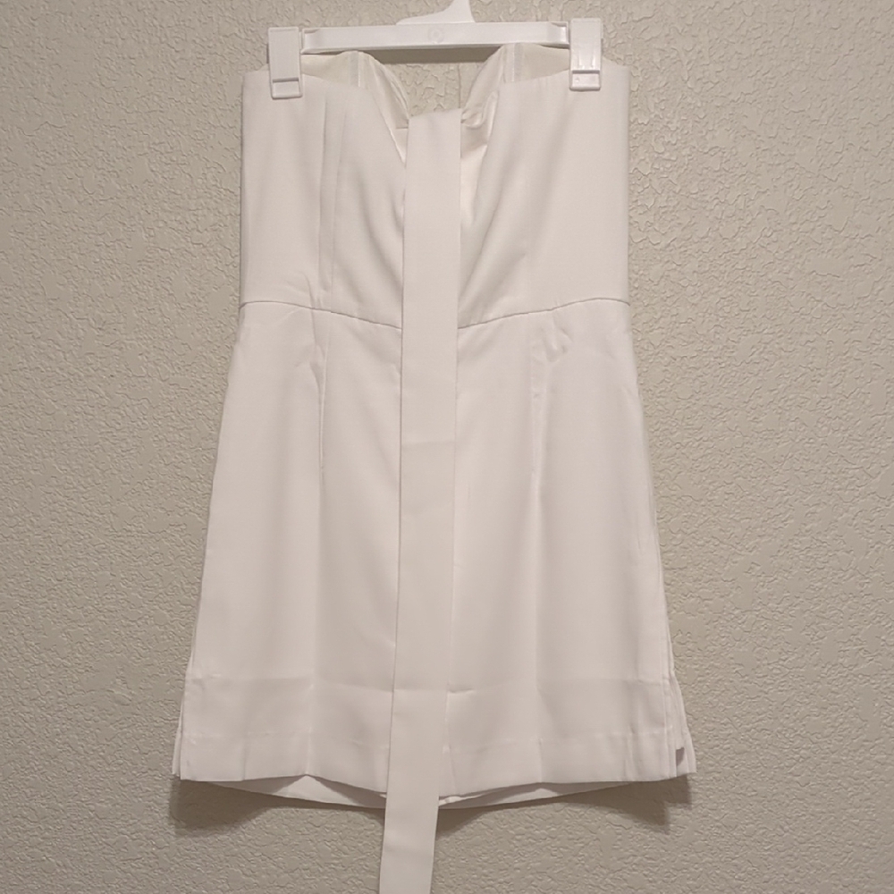 Lilly Pulitzer Kylo strapless white crepe skirted romper with belt - Picture 10 of 13